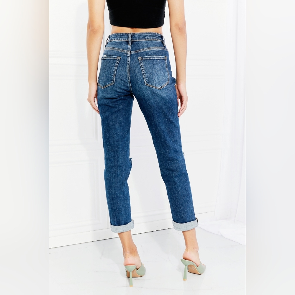 Vervet Distressed Erika Stretch Mom Relaxed Dark Wash Jeans Size 28 - Picture 7 of 16